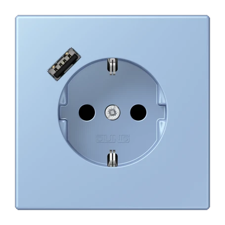 SCHUKO® socket with USB charger, Safety Plus, thermoplastic lacquered, outremer moyen