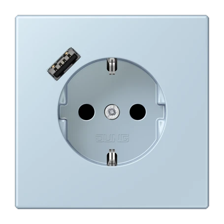 SCHUKO® socket with USB charger, Safety Plus, thermoplastic lacquered, outremer clair