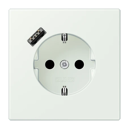 SCHUKO® socket with USB charger, Safety Plus, thermoplastic lacquered, outremer gris