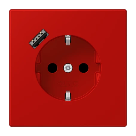 SCHUKO® socket with USB charger, Safety Plus, thermoplastic lacquered, rouge vermillon 31
