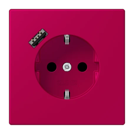 SCHUKO® socket with USB charger, Safety Plus, thermoplastic lacquered, rouge rubia
