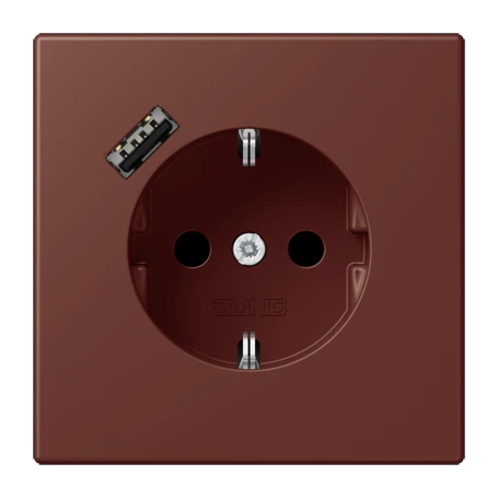SCHUKO® socket with USB charger, Safety Plus, thermoplastic lacquered, terre sienne brûlée 31