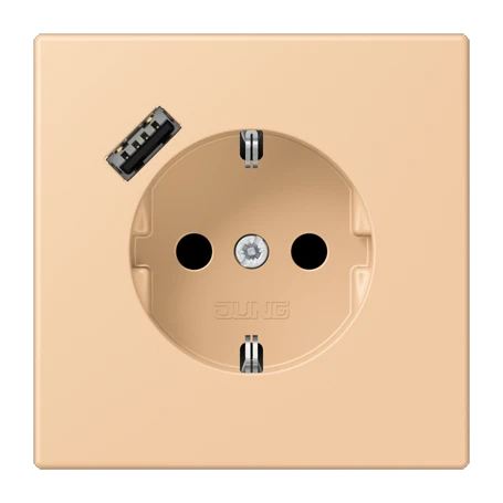SCHUKO® socket with USB charger, Safety Plus, thermoplastic lacquered, terre sienne claire 31