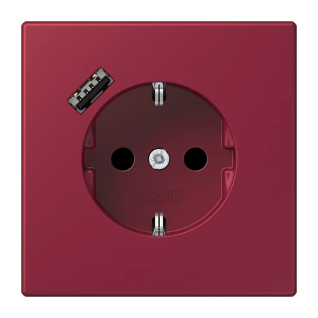 SCHUKO® socket with USB charger, Safety Plus, thermoplastic lacquered, le rubis