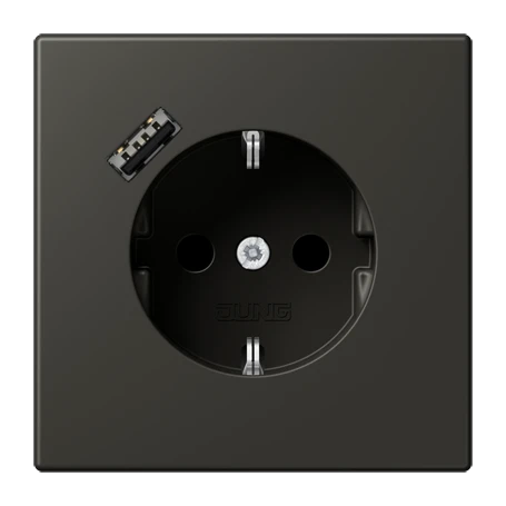 SCHUKO® socket with USB charger, Safety Plus, thermoplastic lacquered, ombre naturelle 59