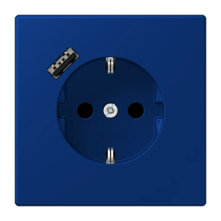 SCHUKO® socket with USB charger, Safety Plus, thermoplastic lacquered, bleu outremer foncé