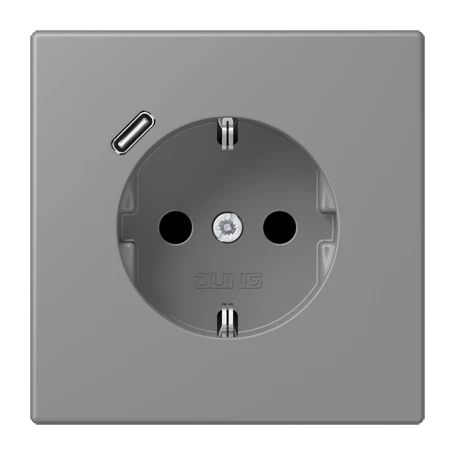 SCHUKO® socket with USB charger, Safety Plus, thermoplastic lacquered, gris 31 (32011)