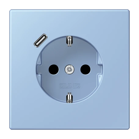 Enchufe SCHUKO® con cargador USB (JUNG Quick Charge®), Safety Plus, termoplástico lacado, outremer moyen