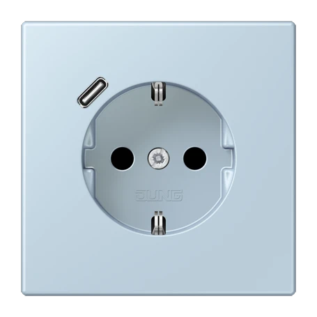 Enchufe SCHUKO® con cargador USB (JUNG Quick Charge®), Safety Plus, termoplástico lacado, outremer clair