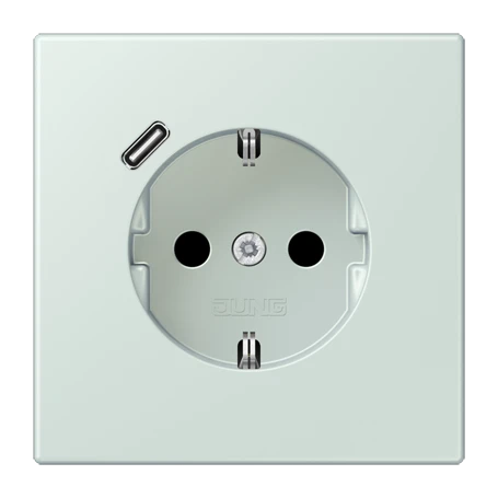 Enchufe SCHUKO® con cargador USB (JUNG Quick Charge®), Safety Plus, termoplástico lacado, céruléen pale