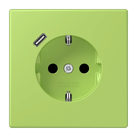 Enchufe SCHUKO® con cargador USB (JUNG Quick Charge®), Safety Plus, termoplástico lacado, vert clair