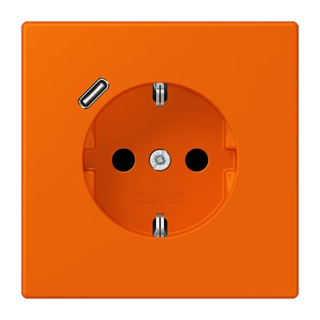 Enchufe SCHUKO® con cargador USB (JUNG Quick Charge®), Safety Plus, termoplástico lacado, orange