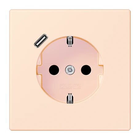 Enchufe SCHUKO® con cargador USB (JUNG Quick Charge®), Safety Plus, termoplástico lacado, orange pâle