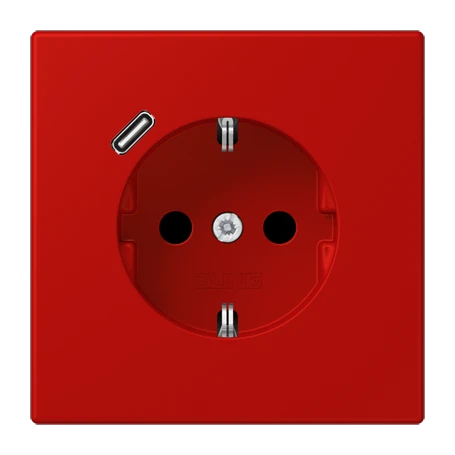 Enchufe SCHUKO® con cargador USB (JUNG Quick Charge®), Safety Plus, termoplástico lacado, rouge vermillon 31