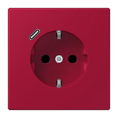 Enchufe SCHUKO® con cargador USB (JUNG Quick Charge®), Safety Plus, termoplástico lacado, rouge carmin