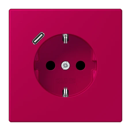 Enchufe SCHUKO® con cargador USB (JUNG Quick Charge®), Safety Plus, termoplástico lacado, rouge rubia