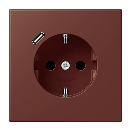 Enchufe SCHUKO® con cargador USB (JUNG Quick Charge®), Safety Plus, termoplástico lacado, terre sienne brûlée 31