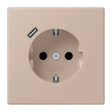 Enchufe SCHUKO® con cargador USB (JUNG Quick Charge®), Safety Plus, termoplástico lacado, ombre brûlée claire