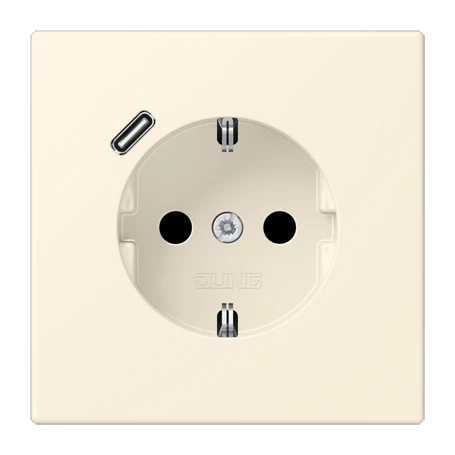 Enchufe SCHUKO® con cargador USB (JUNG Quick Charge®), Safety Plus, termoplástico lacado, blanc ivoire