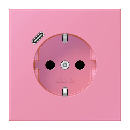 Enchufe SCHUKO® con cargador USB (JUNG Quick Charge®), Safety Plus, termoplástico lacado, rose vif