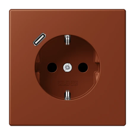 Enchufe SCHUKO® con cargador USB (JUNG Quick Charge®), Safety Plus, termoplástico lacado, terre sienne brûlée 59