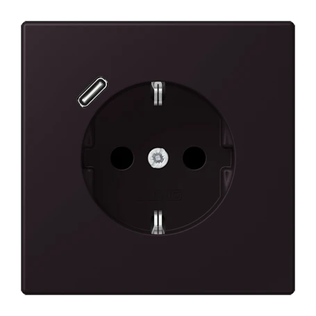 Enchufe SCHUKO® con cargador USB (JUNG Quick Charge®), Safety Plus, termoplástico lacado, noir d'ivoire