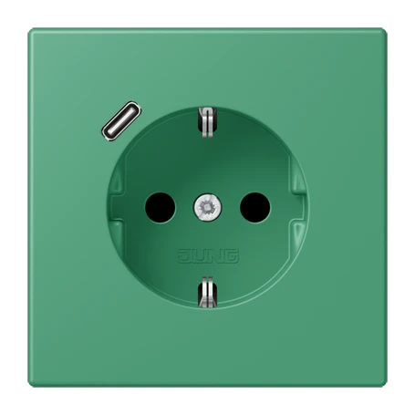 Enchufe SCHUKO® con cargador USB (JUNG Quick Charge®), Safety Plus, termoplástico lacado, vert 59