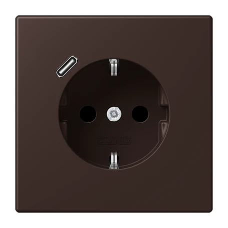 Enchufe SCHUKO® con cargador USB (JUNG Quick Charge®), Safety Plus, termoplástico lacado, terre d’ombre brûlée 59