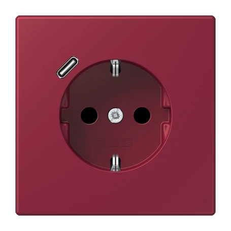 Enchufe SCHUKO® con cargador USB (JUNG Quick Charge®), Safety Plus, termoplástico lacado, le rubis