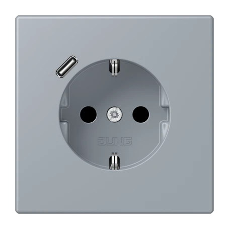 Enchufe SCHUKO® con cargador USB (JUNG Quick Charge®), Safety Plus, termoplástico lacado, gris clair 59