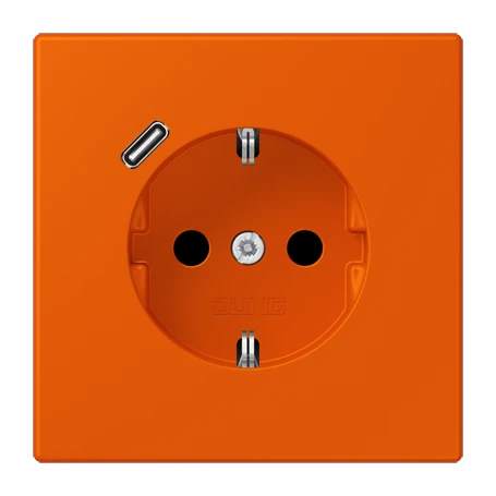 Enchufe SCHUKO® con cargador USB (JUNG Quick Charge®), Safety Plus, termoplástico lacado, orange vif