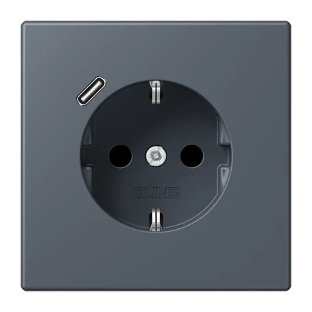 Enchufe SCHUKO® con cargador USB (JUNG Quick Charge®), Safety Plus, termoplástico lacado, gris fonce 59