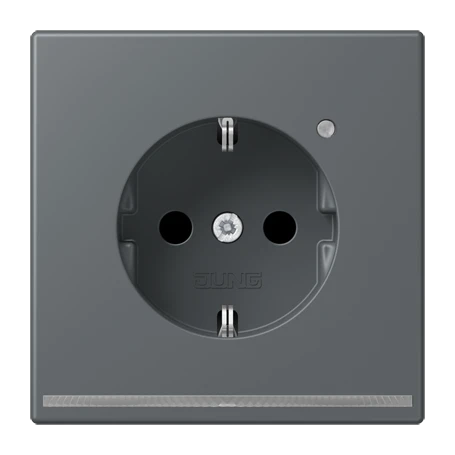 SCHUKO®-Steckdose mit LED-Orientierungslicht, Safety Plus, Duroplast lackiert, gris foncé 31 (32010)