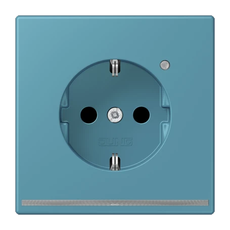 SCHUKO®-Steckdose mit LED-Orientierungslicht, Safety Plus, Duroplast lackiert, céruléen vif