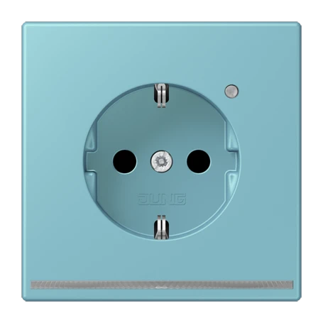 SCHUKO®-Steckdose mit LED-Orientierungslicht, Safety Plus, Duroplast lackiert, céruléen moyen