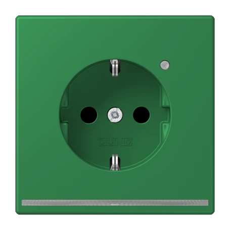 SCHUKO®-Steckdose mit LED-Orientierungslicht, Safety Plus, Duroplast lackiert, vert foncé