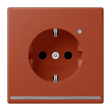 SCHUKO®-Steckdose mit LED-Orientierungslicht, Safety Plus, Duroplast lackiert, l'ocre rouge