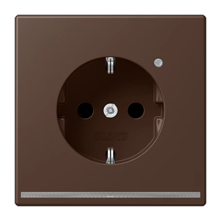 SCHUKO®-Steckdose mit LED-Orientierungslicht, Safety Plus, Duroplast lackiert, terre d'ombre brûlée 31