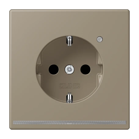 SCHUKO®-Steckdose mit LED-Orientierungslicht, Safety Plus, Duroplast lackiert, ombre naturelle moyenne