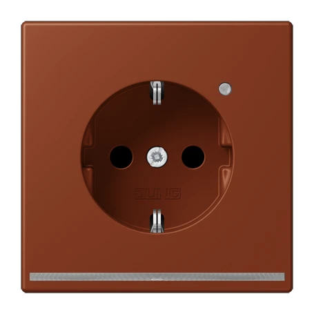 SCHUKO®-Steckdose mit LED-Orientierungslicht, Safety Plus, Duroplast lackiert, terre sienne brûlée 59