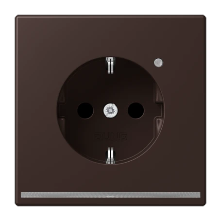 SCHUKO®-Steckdose mit LED-Orientierungslicht, Safety Plus, Duroplast lackiert, terre d’ombre brûlée 59