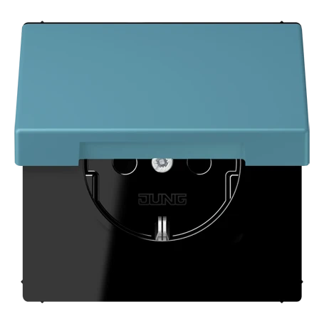 Enchufe SCHUKO®, Safety Plus, termoplástico lacado, céruléen vif