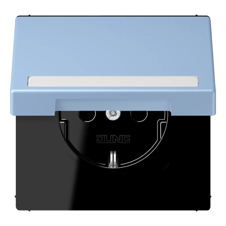 SCHUKO® socket, Safety Plus, with inscription field, thermoplastic lacquered, outremer moyen