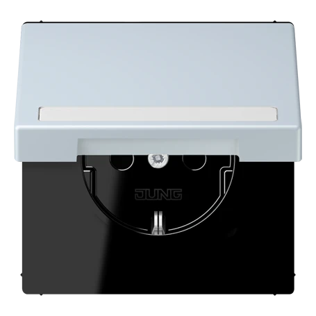 SCHUKO® socket, Safety Plus, with inscription field, thermoplastic lacquered, outremer pale