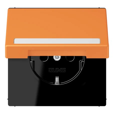 SCHUKO® socket, Safety Plus, with inscription field, thermoplastic lacquered, orange clair