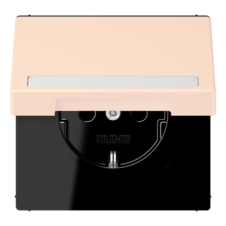 SCHUKO® socket, Safety Plus, with inscription field, thermoplastic lacquered, orange pâle