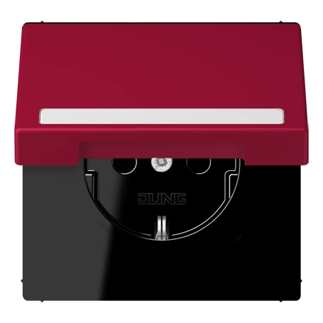 SCHUKO® socket, Safety Plus, with inscription field, thermoplastic lacquered, rouge carmin