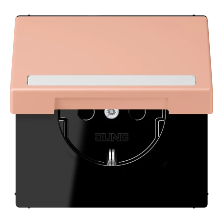 SCHUKO® socket, Safety Plus, with inscription field, thermoplastic lacquered, rose clair