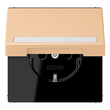 SCHUKO® socket, Safety Plus, with inscription field, thermoplastic lacquered, terre sienne claire 31