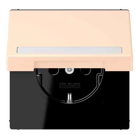 SCHUKO® socket, Safety Plus, with inscription field, thermoplastic lacquered, terre sienne pâle